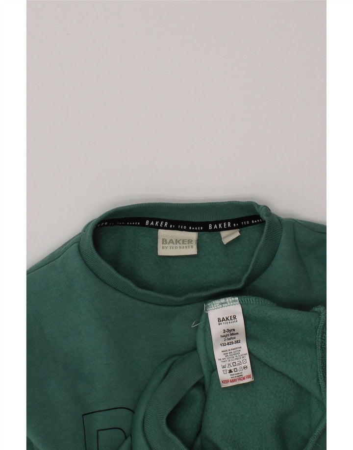 Ted Baker Boys Graphic Sweatshirt Jumper 2-3 Years Green Cotton