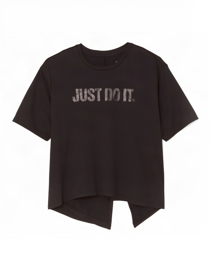 Nike Womens Dri Fit Oversized Graphic T-Shirt Top UK 10 Small Black