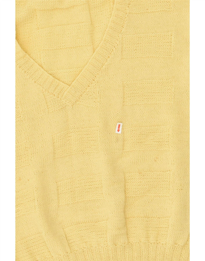 VINTAGE Womens Oversized V-Neck Jumper Sweater UK 18 XL Yellow Vintage Vintage and Second-Hand Vintage from Messina Hembry 