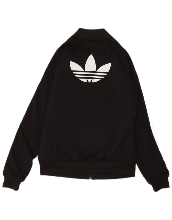 Adidas Womens Graphic Tracksuit Top Jacket UK 8 Small Black Polyester
