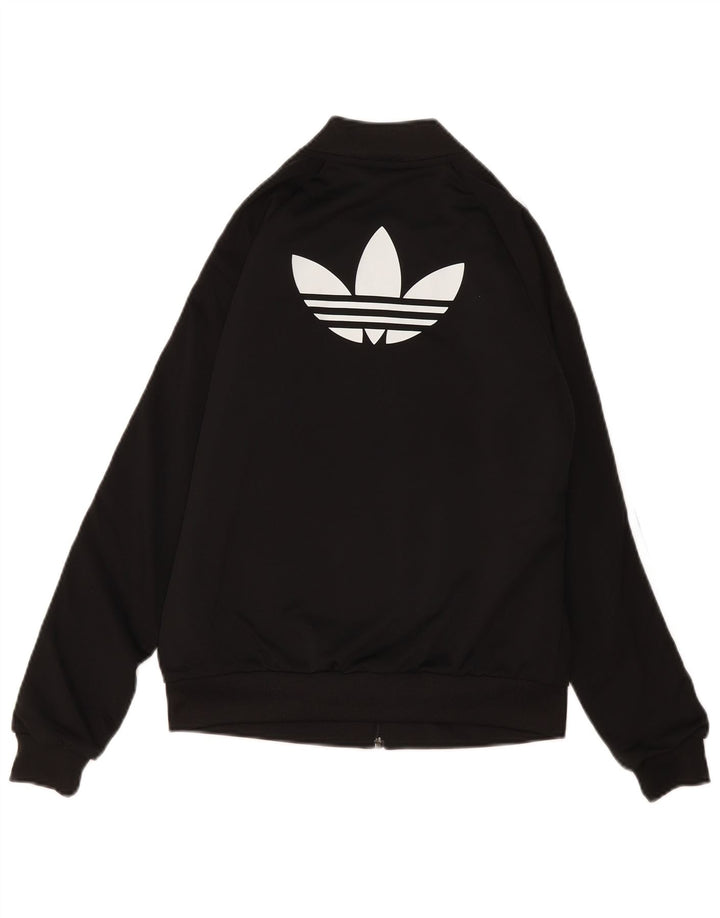 Adidas Womens Graphic Tracksuit Top Jacket UK 8 Small Black Polyester