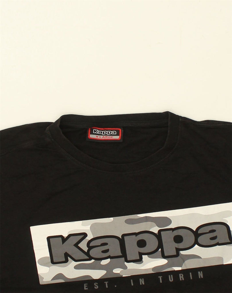 KAPPA Mens Graphic T-Shirt Top XL Black Cotton | Vintage Kappa | Thrift | Second-Hand Kappa | Used Clothing | Messina Hembry 