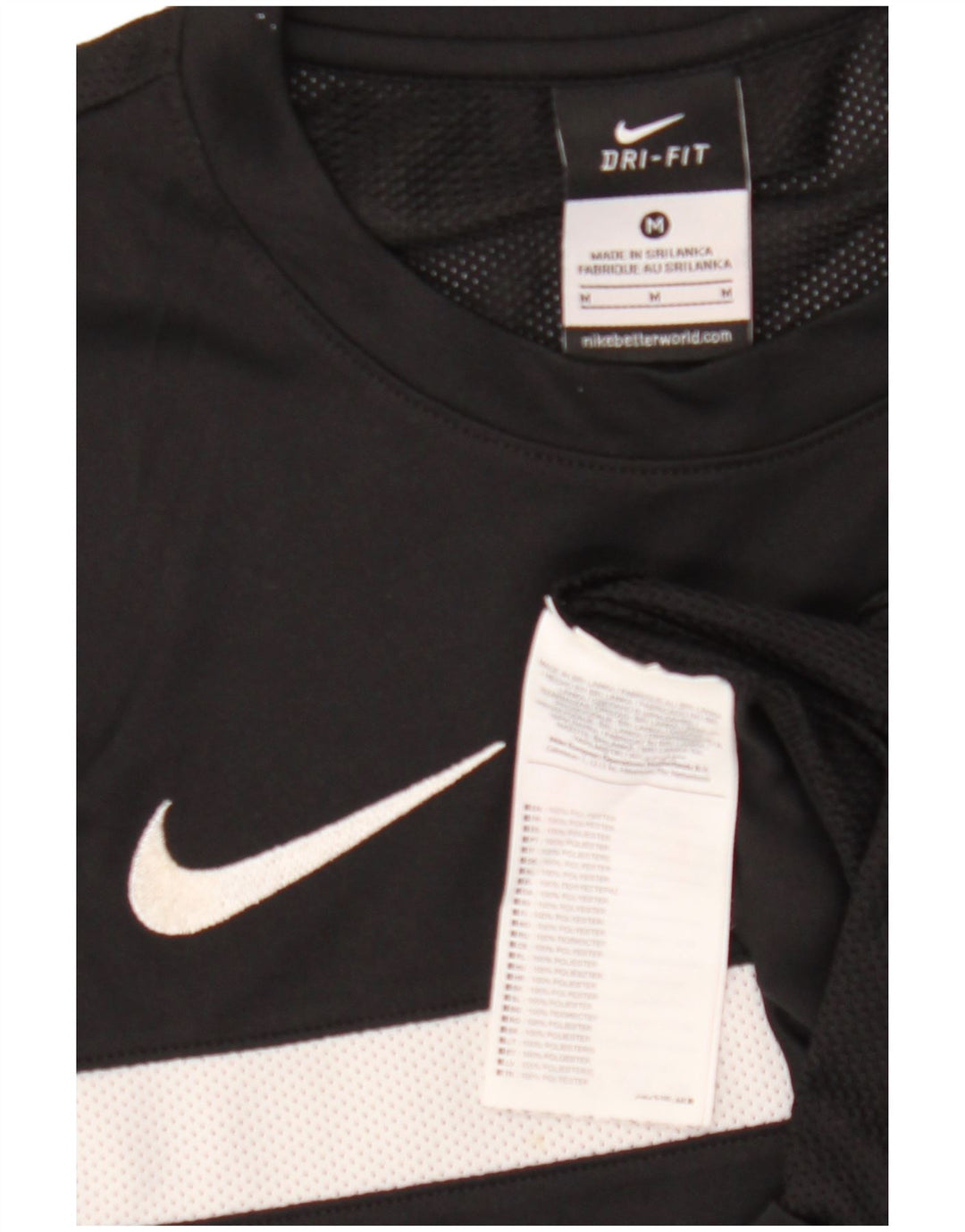 Nike Mens T-Shirt Top Medium Black Colourblock Polyester