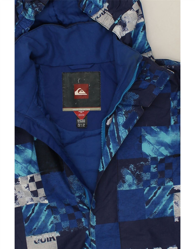 QUIKSILVER Boys Hooded Windbreaker Jacket 13-14 Years Navy Blue Geometric | Vintage Quiksilver | Thrift | Second-Hand Quiksilver | Used Clothing | Messina Hembry 