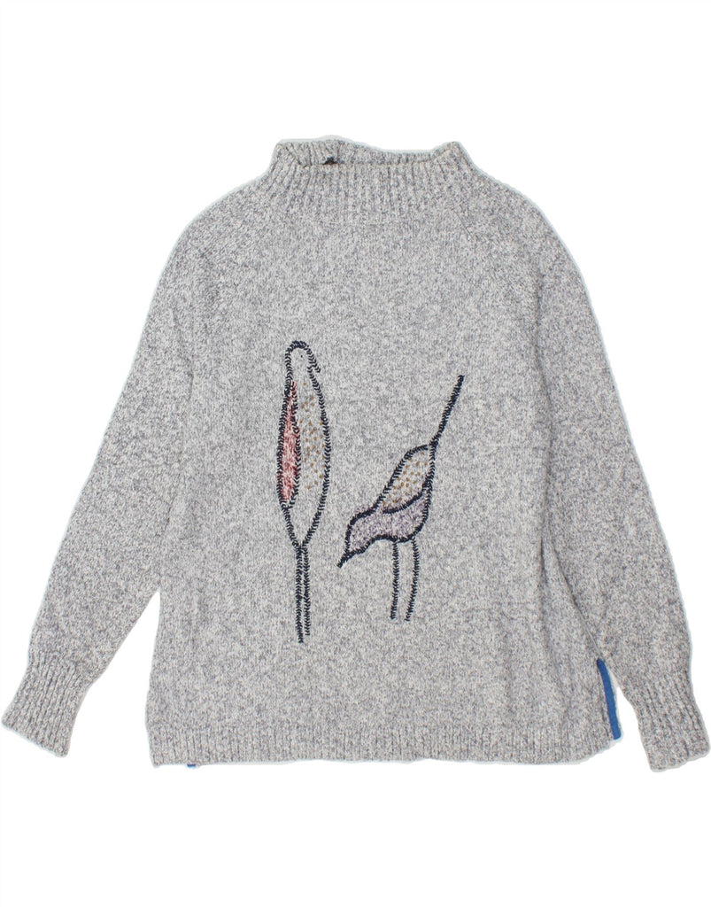 WHITE STUFF Womens Graphic Turtle Neck Jumper Sweater UK 14 Large Grey | Vintage White Stuff | Thrift | Second-Hand White Stuff | Used Clothing | Messina Hembry 