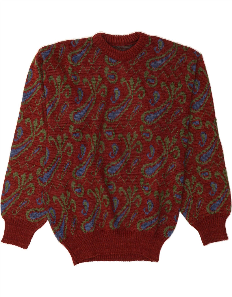 VINTAGE Mens Crew Neck Jumper Sweater Medium Red Paisley Vintage Vintage and Second-Hand Vintage from Messina Hembry 