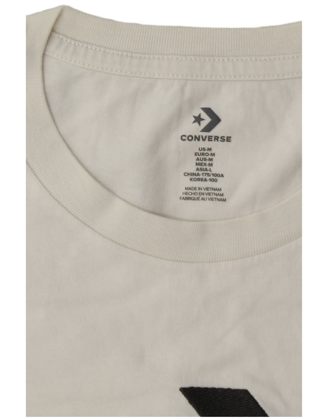 CONVERSE Mens Graphic T-Shirt Top Medium Off White Cotton