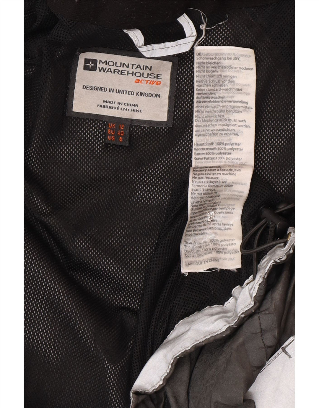 Mountain Warehouse Womens Windbreaker Jacket UK 12 Medium Grey Sports