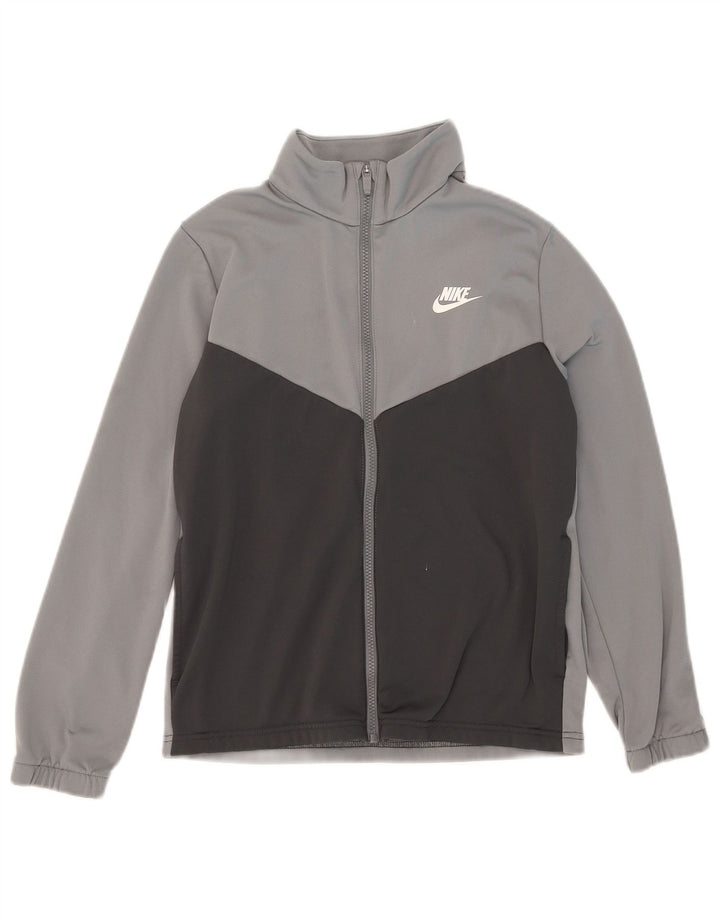 Nike Boys Graphic Tracksuit Top Jacket 13-14 Years XL Grey Colourblock