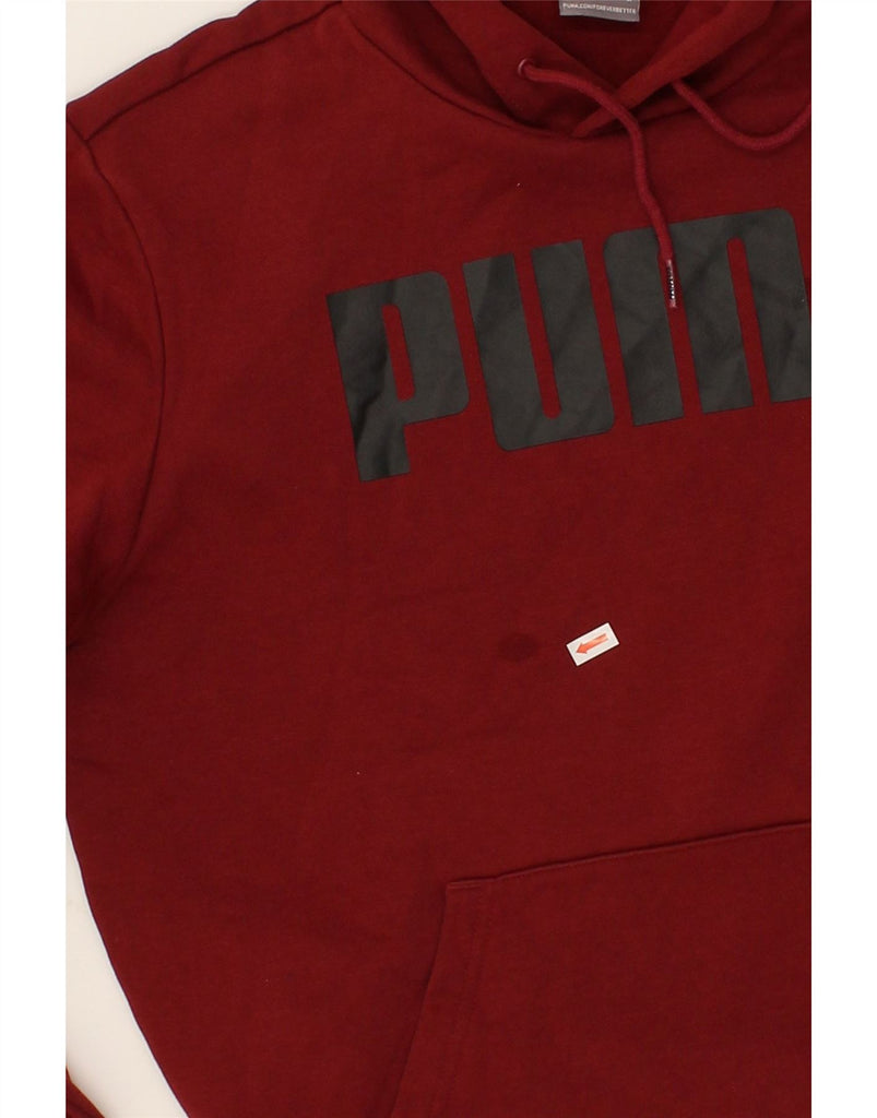 PUMA Mens Graphic Hoodie Jumper Medium Burgundy | Vintage Puma | Thrift | Second-Hand Puma | Used Clothing | Messina Hembry 