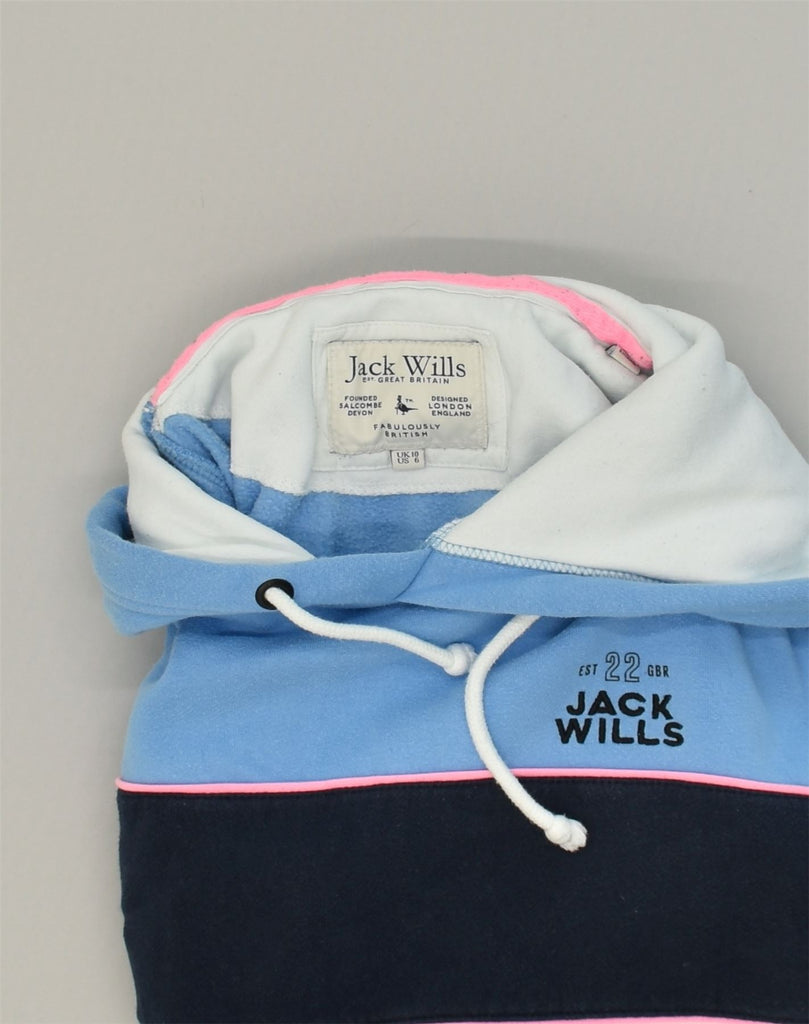 JACK WILLS Womens Hoodie Jumper UK 10 Small White Colourblock Cotton | Vintage Jack Wills | Thrift | Second-Hand Jack Wills | Used Clothing | Messina Hembry 