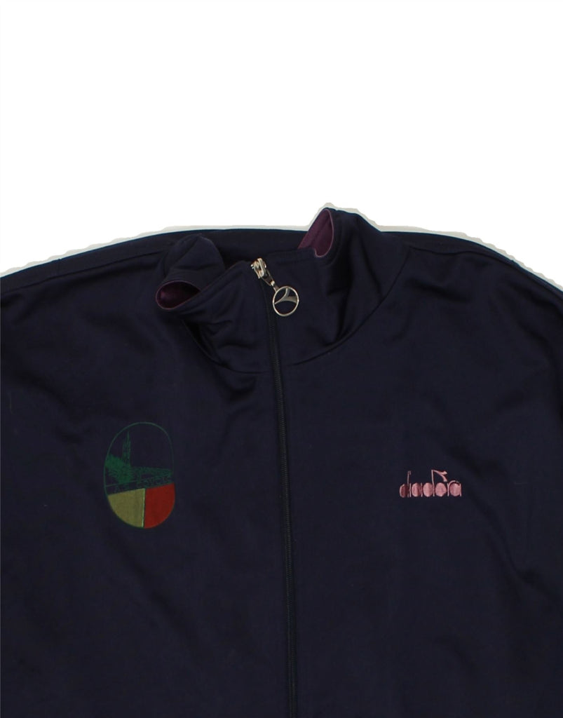 DIADORA Womens Graphic Tracksuit Top Jacket IT 42 Medium Navy Blue Vintage Diadora and Second-Hand Diadora from Messina Hembry 