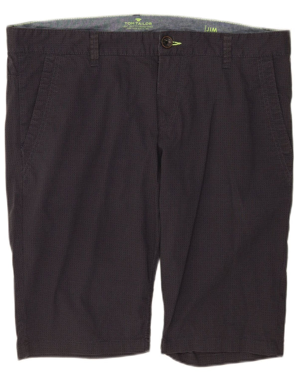 Tom Tailor Mens Jim Slim Fit Chino Shorts W36 Large Navy Blue Check Cotton
