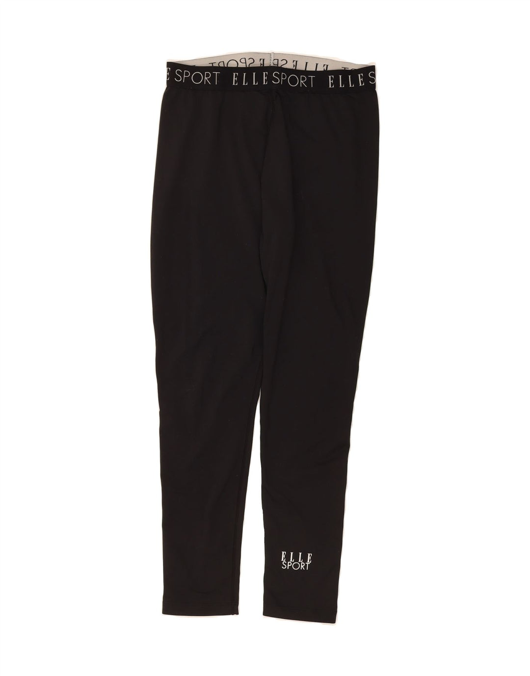 ELLE SPORT Womens Graphic Leggings UK 16 Large Black Vintage Elle Sport and Second-Hand Elle Sport from Messina Hembry 