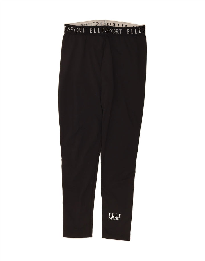 ELLE SPORT Womens Graphic Leggings UK 16 Large Black Vintage Elle Sport and Second-Hand Elle Sport from Messina Hembry 