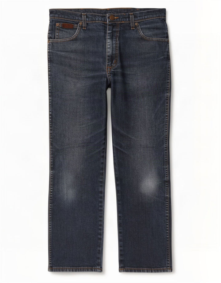 Wrangler Mens Texas Stretch Straight Jeans W34 L30 Blue Cotton