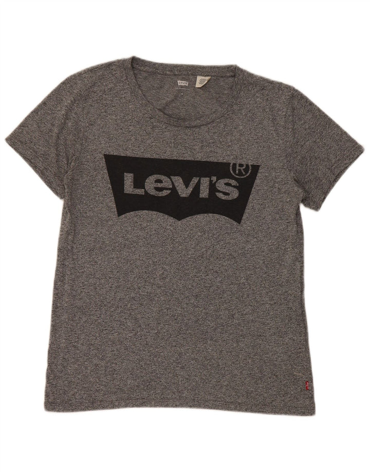 Levi's Womens Graphic T-Shirt Top UK 10 Small Grey Flecked Polyester
