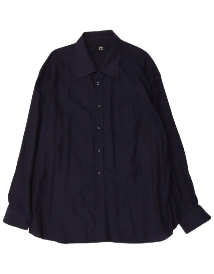Roccobarocco Mens Shirt Size 48 2XL Navy Blue Cotton