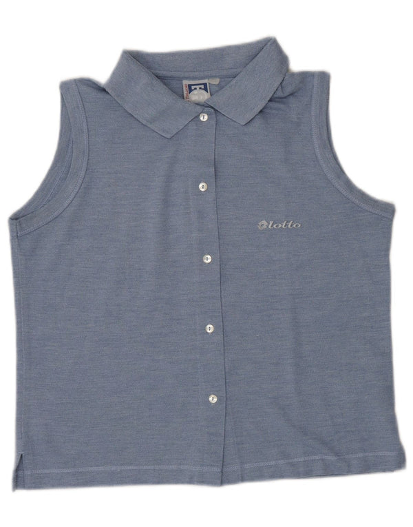 LOTTO Womens Crop Sleeveless Shirt Blouse UK 10 Small Blue Polyester