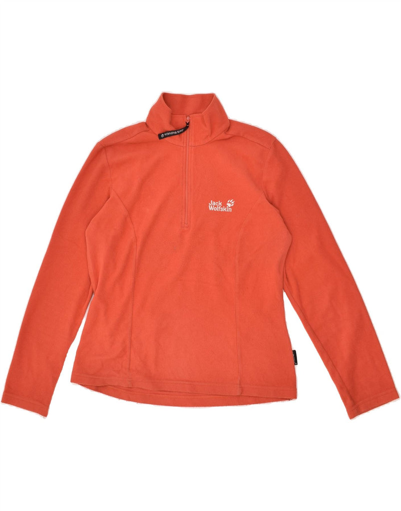 JACK WOLFSKIN Womens Zip Neck Fleece Jumper UK 12 Medium Orange Polyester | Vintage Jack Wolfskin | Thrift | Second-Hand Jack Wolfskin | Used Clothing | Messina Hembry 