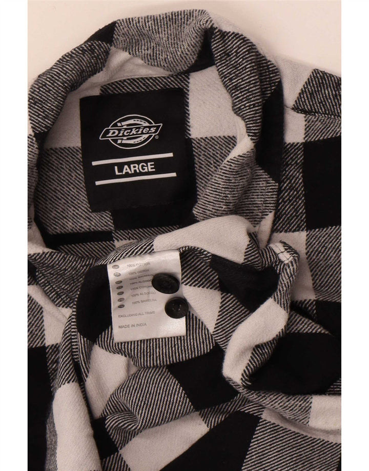 Dickies Mens Flannel Shirt Large Black Gingham Cotton