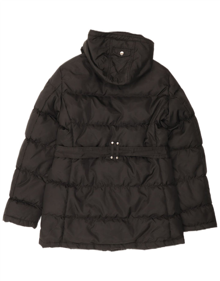 Zara Womens Hooded Padded Coat UK 14 Medium Black