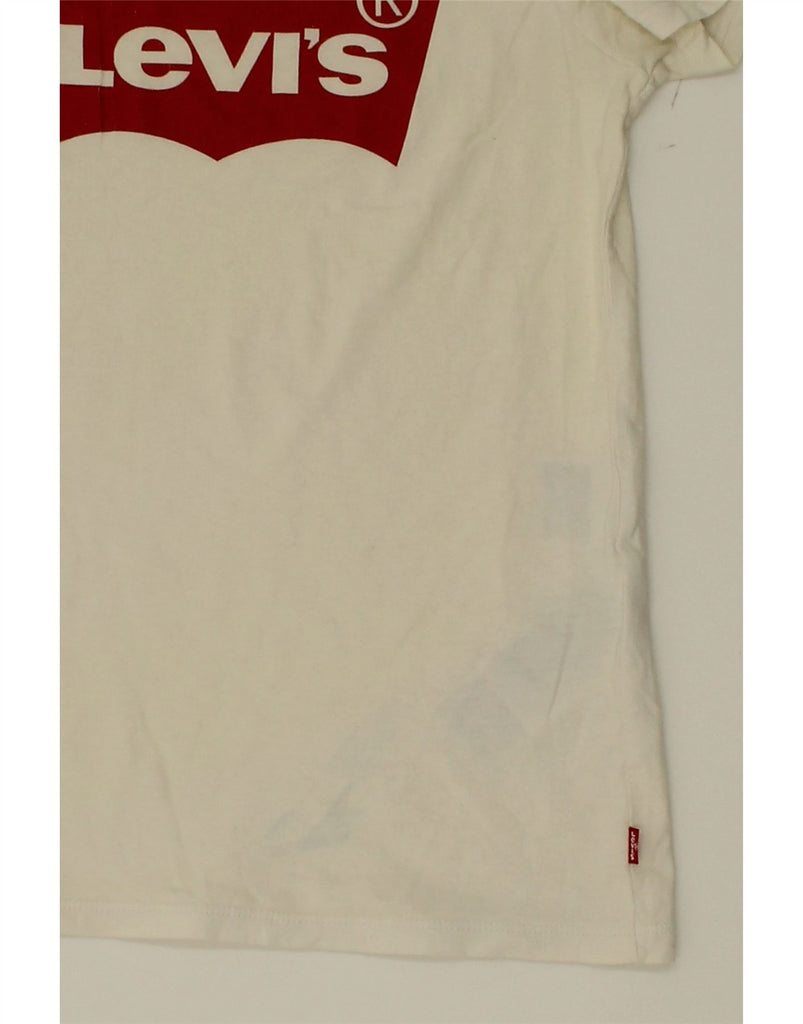 LEVI'S Womens Graphic T-Shirt Top UK 2 2XS Off White Cotton Vintage Levi's and Second-Hand Levi's from Messina Hembry 