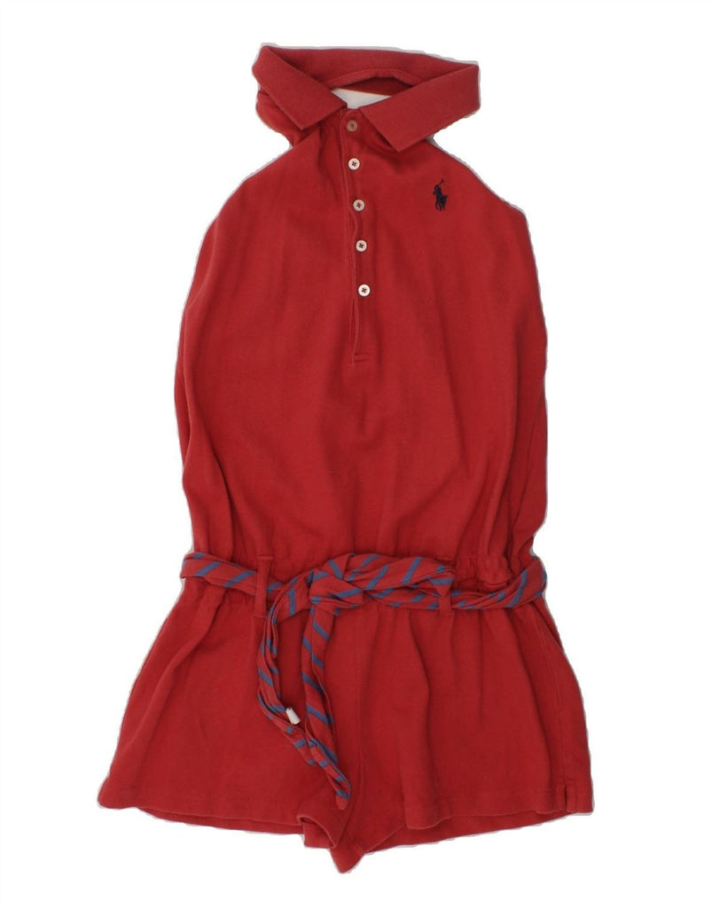 RALPH LAUREN Girls Halter Playsuit 8-9 Years Medium  W24 Red Cotton | Vintage Ralph Lauren | Thrift | Second-Hand Ralph Lauren | Used Clothing | Messina Hembry 