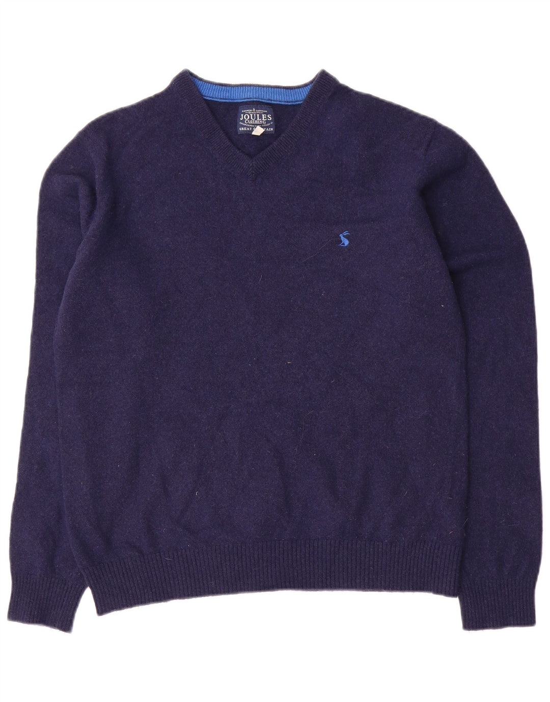 Joules Mens V-Neck Jumper Sweater Medium Navy Blue Wool