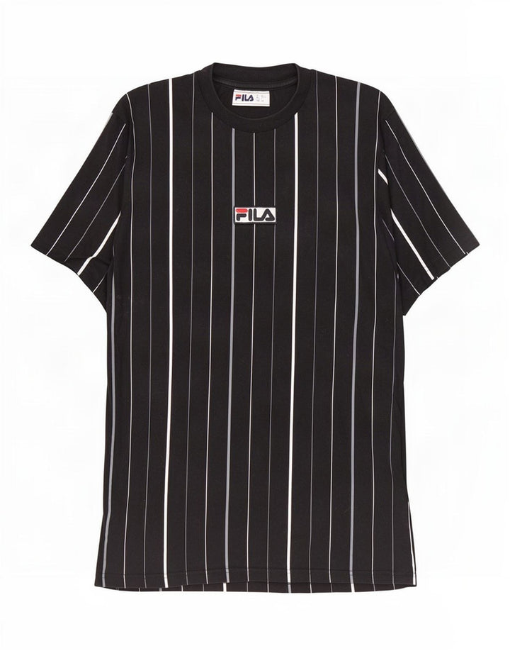 Fila Mens T-Shirt Top Small Black Striped Cotton