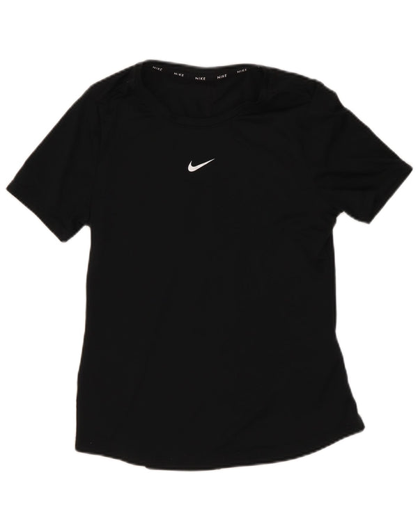Nike Girls Dri Fit T-Shirt Top 10-11 Years Medium Black Polyester