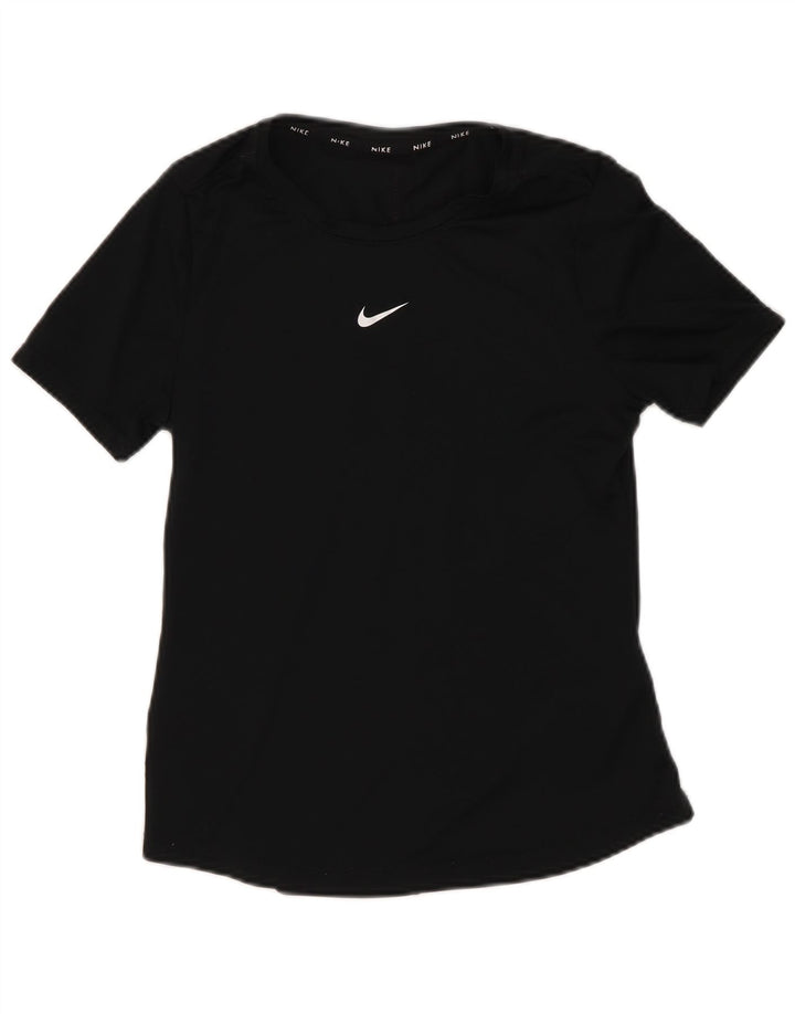 Nike Girls Dri Fit T-Shirt Top 10-11 Years Medium Black Polyester