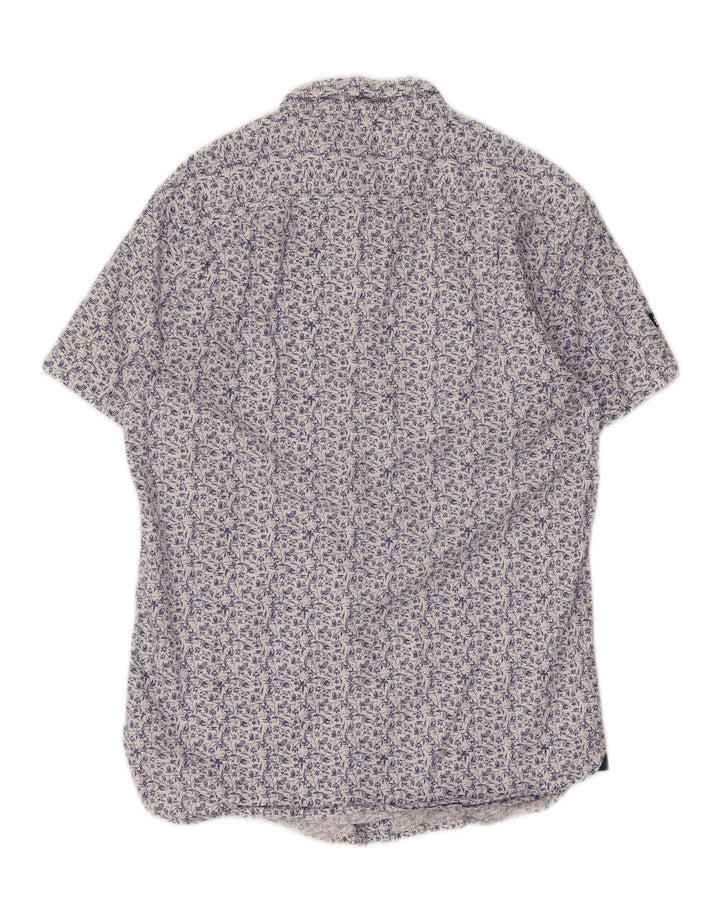 SUPERDRY Mens Short Sleeve Shirt Small Blue Floral Cotton