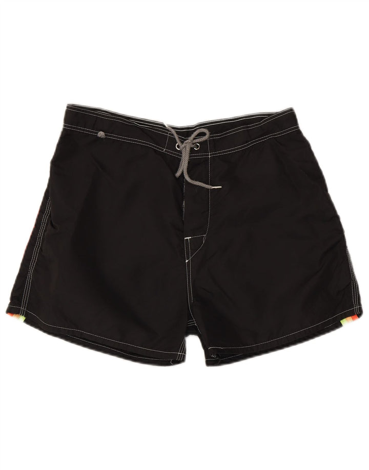 Sundek Mens Swimming Shorts Medium  Black Striped Nylon