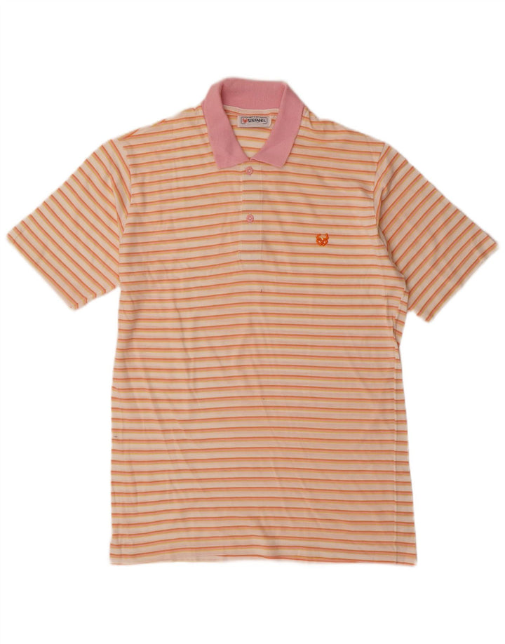 Stefanel Mens Polo Shirt IT 50 Medium Multicoloured Striped Cotton