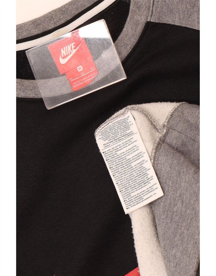 Nike Mens Graphic Sweatshirt Jumper XL Grey Colourblock Cotton