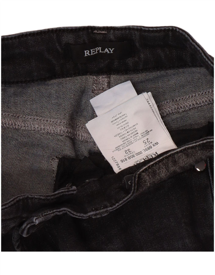 Replay Womens Super Skinny Jeans W25 L32 Grey Cotton
