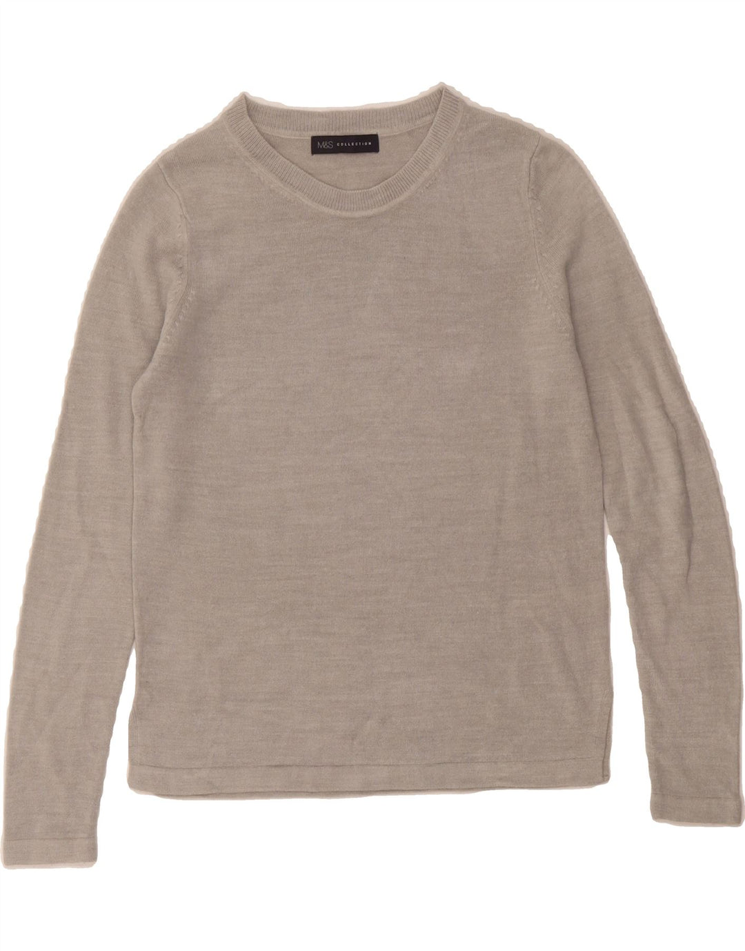MARKS & SPENCER Womens Crew Neck Jumper Sweater UK 10 Small  Grey Acrylic Vintage Marks & Spencer and Second-Hand Marks & Spencer from Messina Hembry 