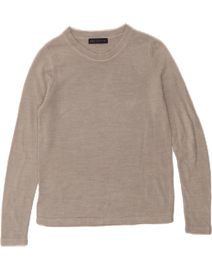 MARKS & SPENCER Womens Crew Neck Jumper Sweater UK 10 Small  Grey Acrylic Vintage Marks & Spencer and Second-Hand Marks & Spencer from Messina Hembry 