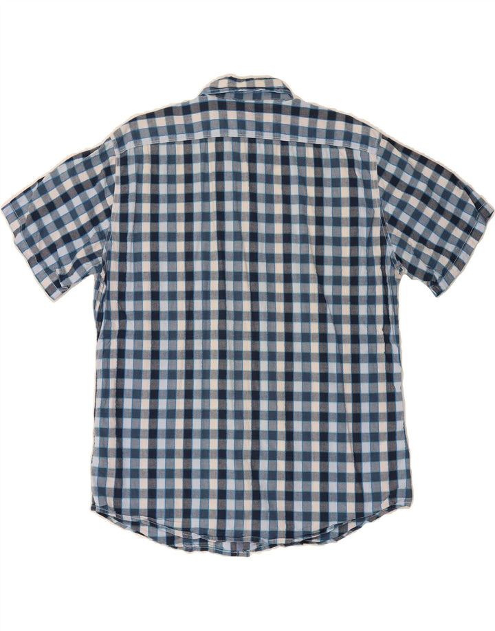 EDDIE BAUER Mens Classic Fit Short Sleeve Shirt Large Blue Check Cotton Vintage Eddie Bauer and Second-Hand Eddie Bauer from Messina Hembry 