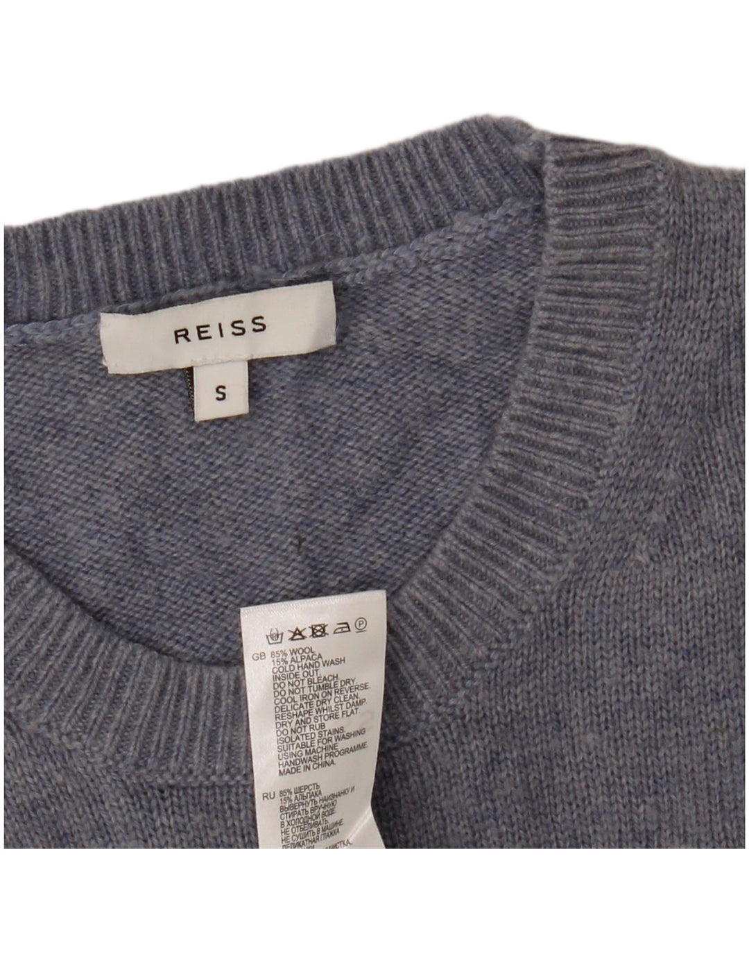 Reiss Mens Crew Neck Jumper Sweater Small Blue Wool
