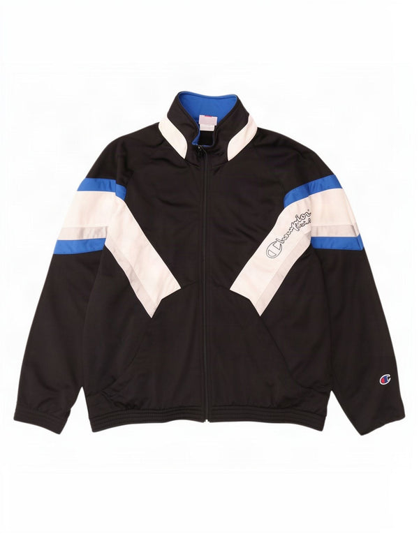 Champion Mens Graphic Tracksuit Top Jacket Large Black Colourblock