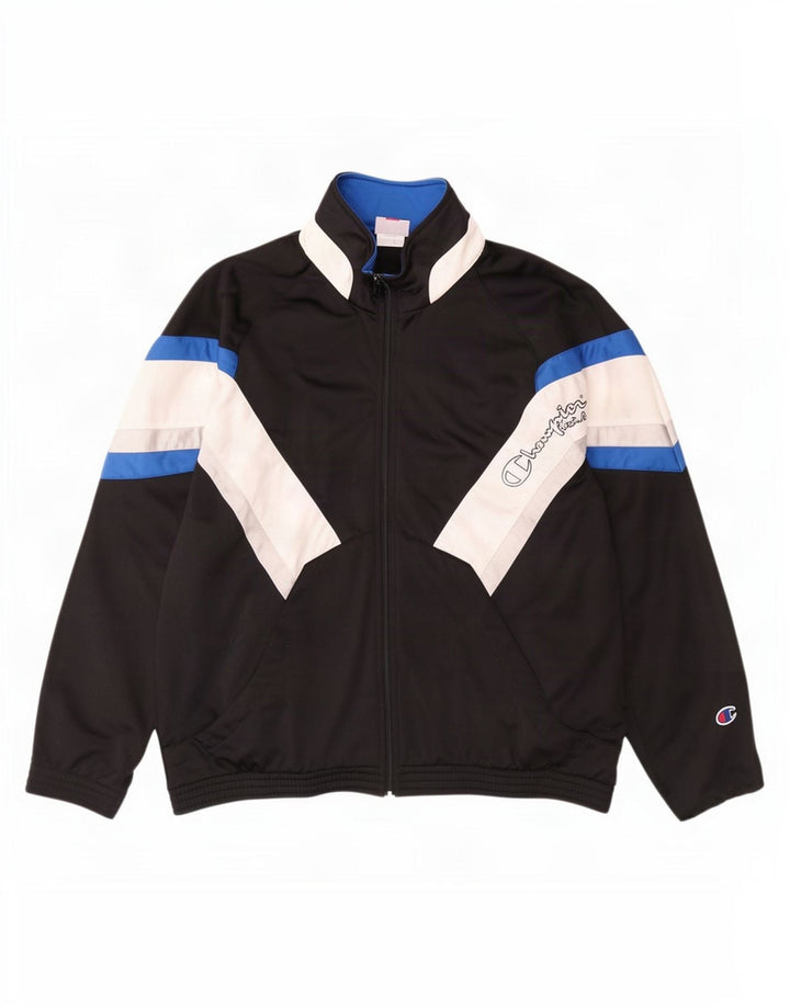 Champion Mens Graphic Tracksuit Top Jacket Large Black Colourblock