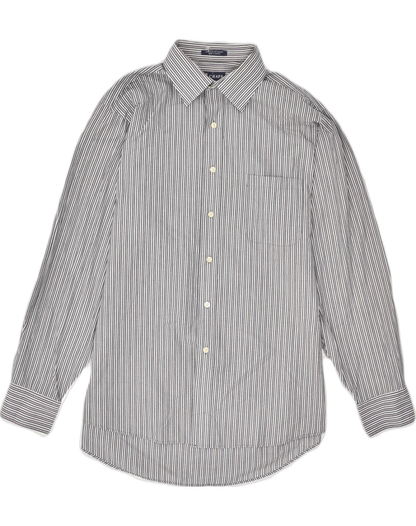 CHAPS Mens Shirt Size 16-16 1/2 Large Grey Striped Cotton | Vintage Chaps | Thrift | Second-Hand Chaps | Used Clothing | Messina Hembry 