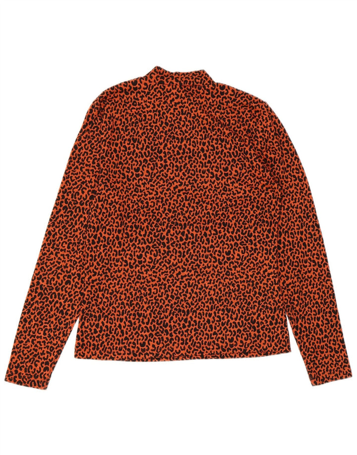 WHISTLES Womens Top Long Sleeve UK 12 Medium  Orange Animal Print