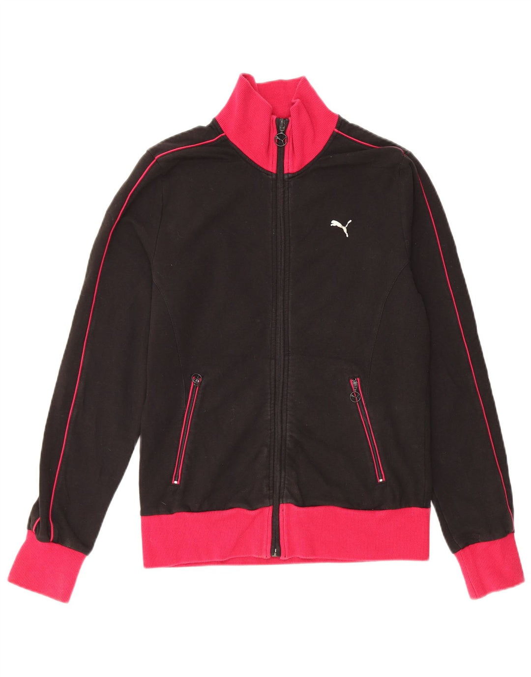 PUMA Womens Tracksuit Top Jacket UK 12 Medium Black Colourblock Cotton