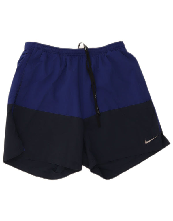 Nike Mens Dri Fit Sport Shorts Medium Navy Blue Colourblock Polyester