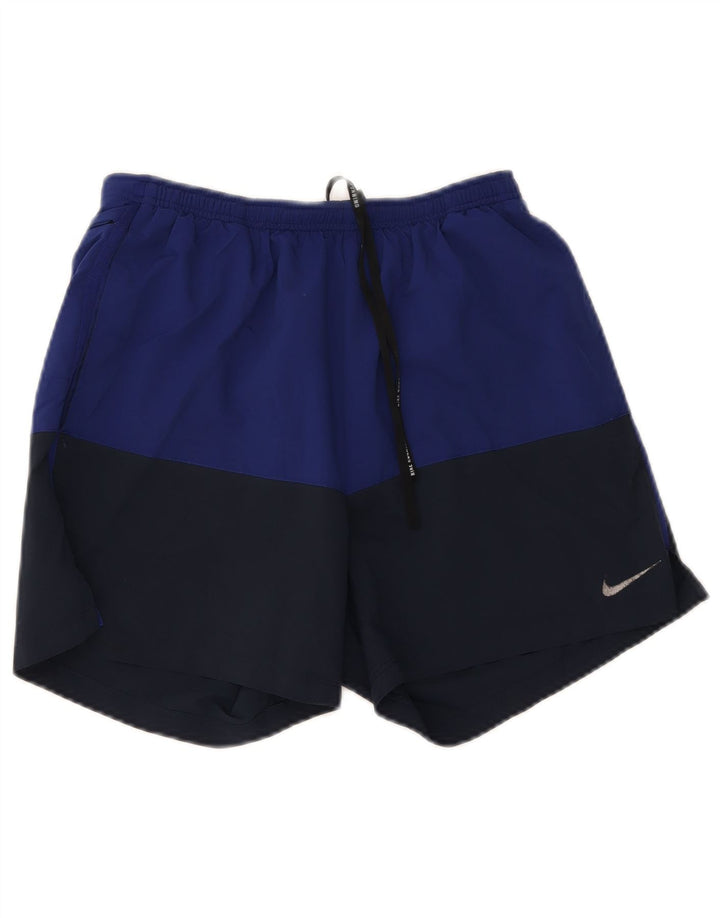 Nike Mens Dri Fit Sport Shorts Medium Navy Blue Colourblock Polyester