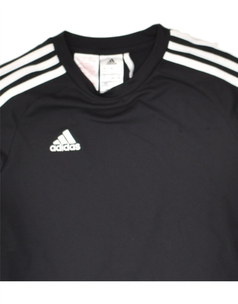 ADIDAS Boys T-Shirt Top 11-12 Years Black Polyester | Vintage Adidas | Thrift | Second-Hand Adidas | Used Clothing | Messina Hembry 