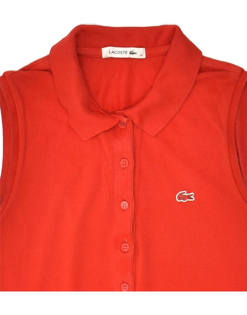 LACOSTE Womens Sleeveless Polo Shirt Size 38 Medium Red Cotton | Vintage Lacoste | Thrift | Second-Hand Lacoste | Used Clothing | Messina Hembry 